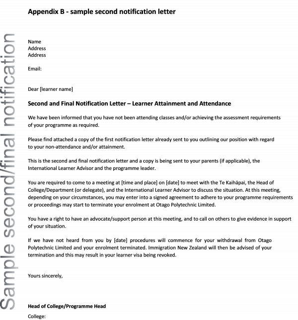 Appendix B Sample Second Notification Letter