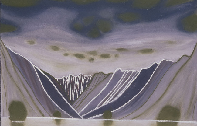 Marilynn Webb, Going through Fiordland & Doubtful Sound, 2002, softchalk pastel on moulin de gue 100% rag paper, 56 x 76cm. Image courtesy of the artist.