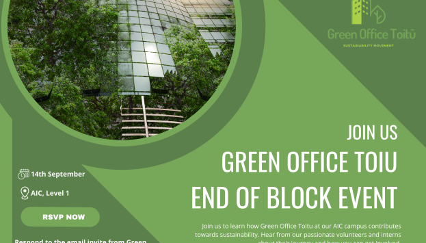 Green Office Toitu End of Block Event Promo for Student Hub 1