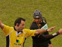 Rugby referee In the Referees Ear London Wasps 17 v Saracens 22 Aviva Premiership Adams Park 12 February 2012 Peter Dean CC BY NC ND 2.0